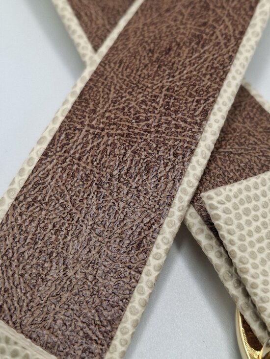 VTG 70s 80s Ornate  Gold-Tone Buckle Embossed Beige/Brown  Textured  Belt main image 12